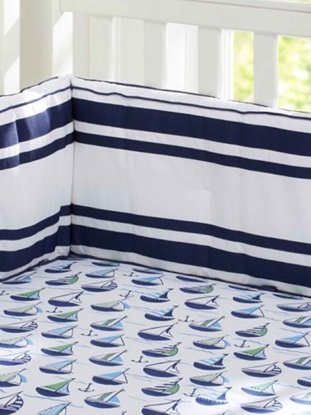 Pottery Barn navy/white crib bedding